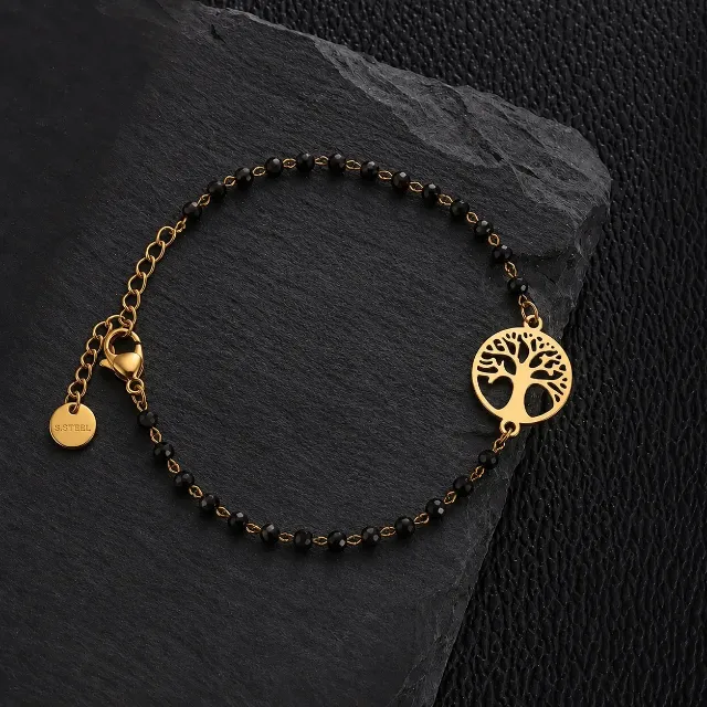 Pulsera Árbol de la Vida con Piedras Negras